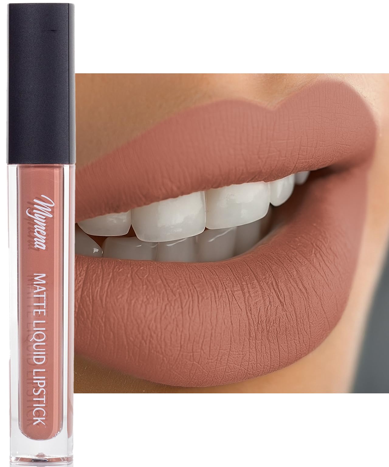 Mynena Nude Peach Long Lasting Lipstick for Women Waterproof & Transfer-Proof | Hydrating with Shea Butter | Bold Pigment Matte Color Lip Stain | Talc-Free & Vegan Product that Performs | Avani