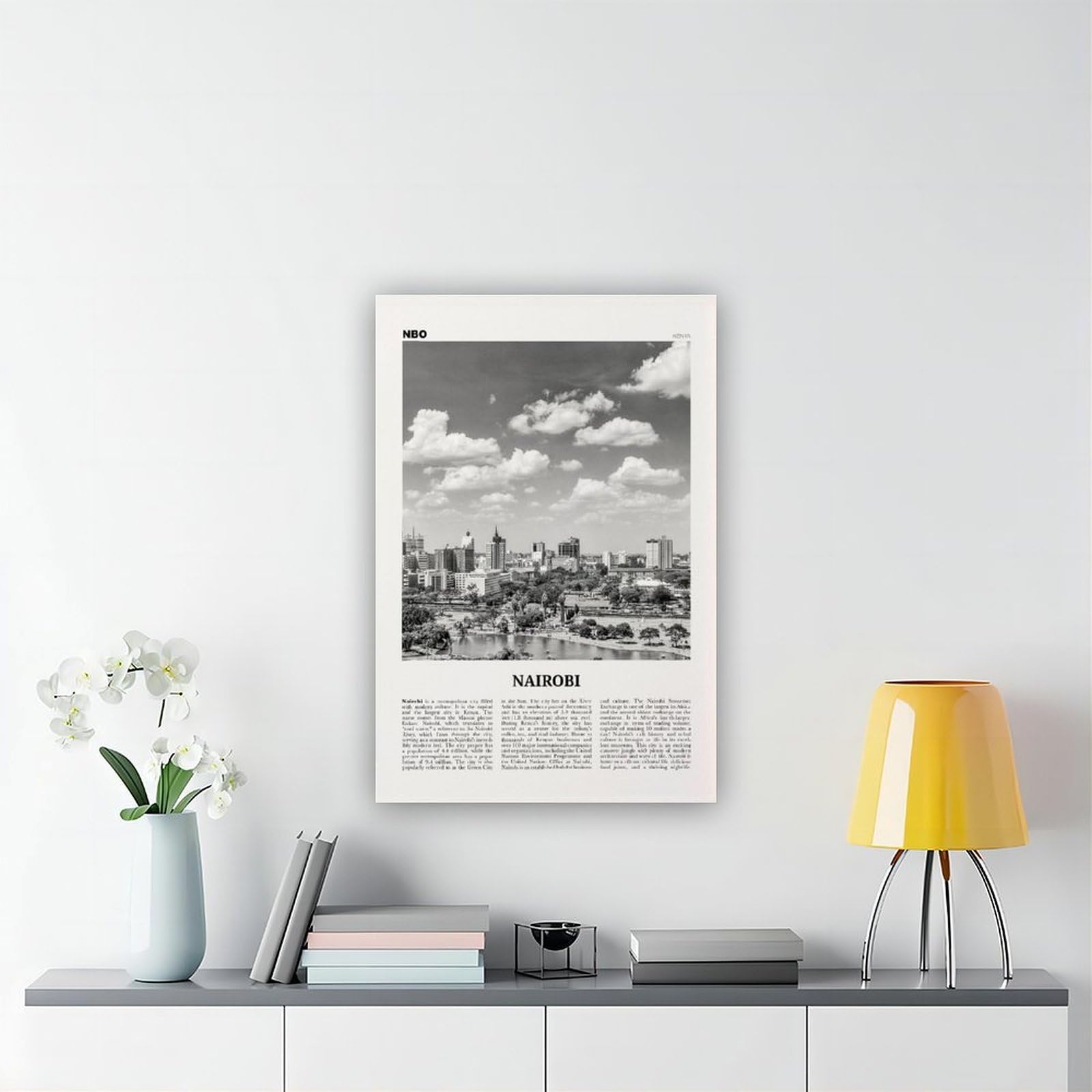 Nairobi czarno-biały, Kenia, Nyrobi, Afryka retro mapa miasta podróż krajobraz płótno sztuka dekoracja ścienna plakaty dom bar restauracja garaż kawiarnia logo prezent 24 x 36 cali (60 x 90 cm)