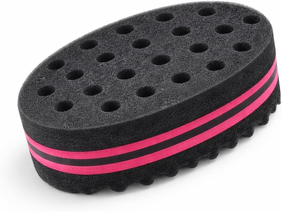 ELERA Hair Sponge Brush, Big Holes (14mm Hole) Afro Curl, Double Side Oval Magic Twist Coils Wave Hair Sponge for Home and Barber