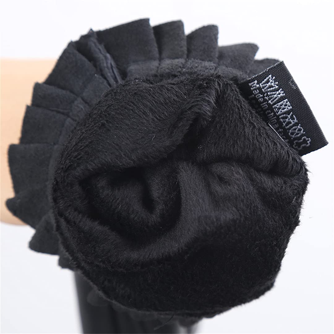 Guanti da donna in pelle nera addensare i guanti invernali caldi Guanti da guida antivento all'aperto