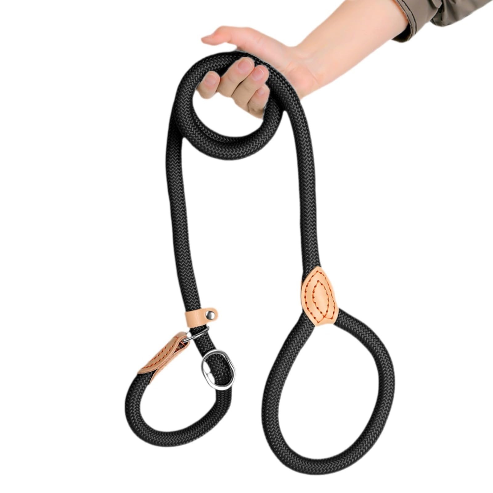 Laisse et collier 2 en 1 noir 1,8 m rapide à mettre