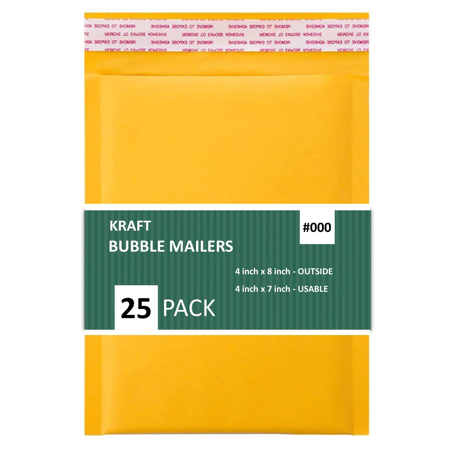 #000 4X8 Kraft Bubble Mailers Padded Shipping Envelopes Self Seal Pack of 25
