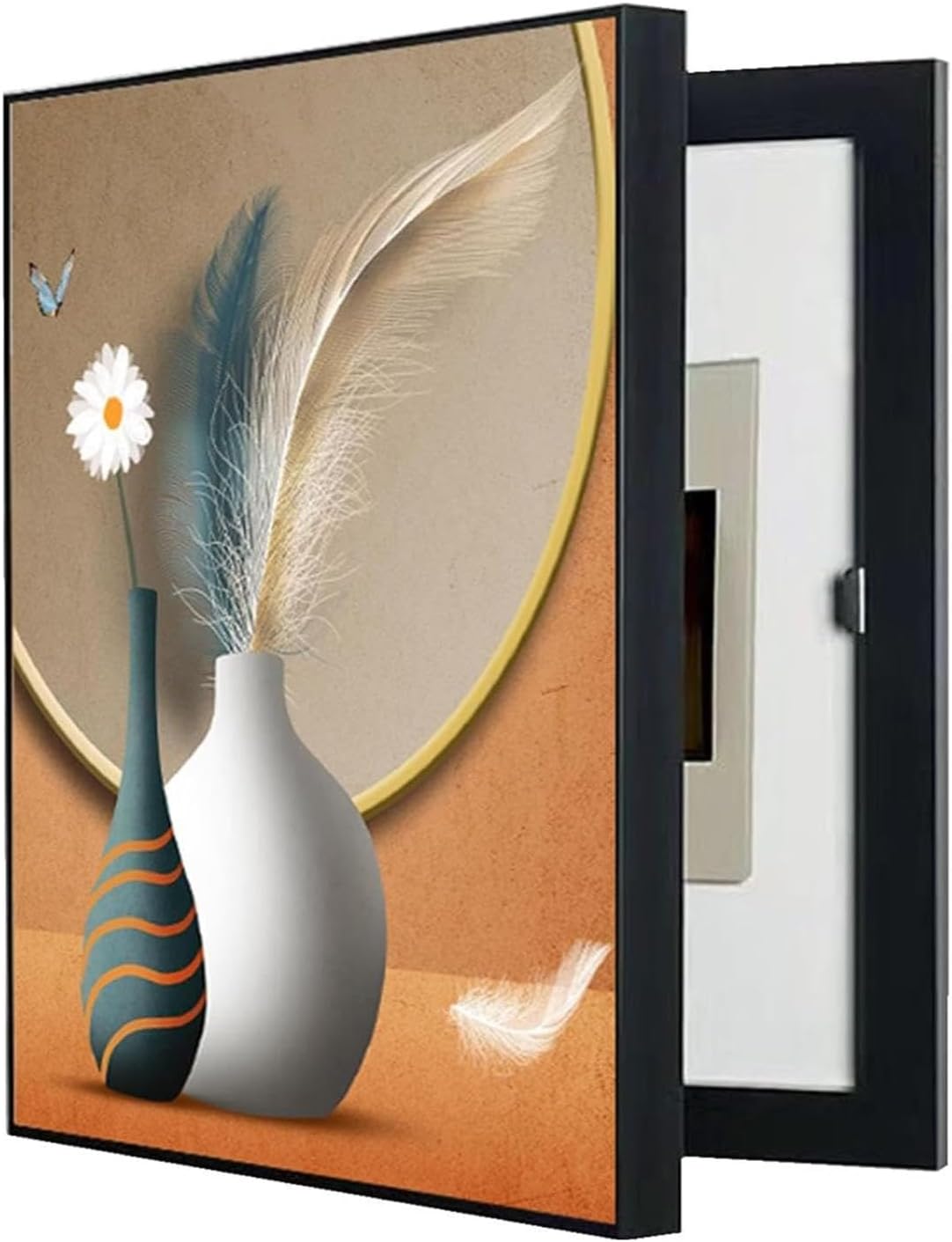 Concealed Electrical Panel Cover, Left-Hinged Access, Decorative Fuse Box Screen, Artistic Distribution Board Front, Removable Wall-Mounted Utility Box Decor