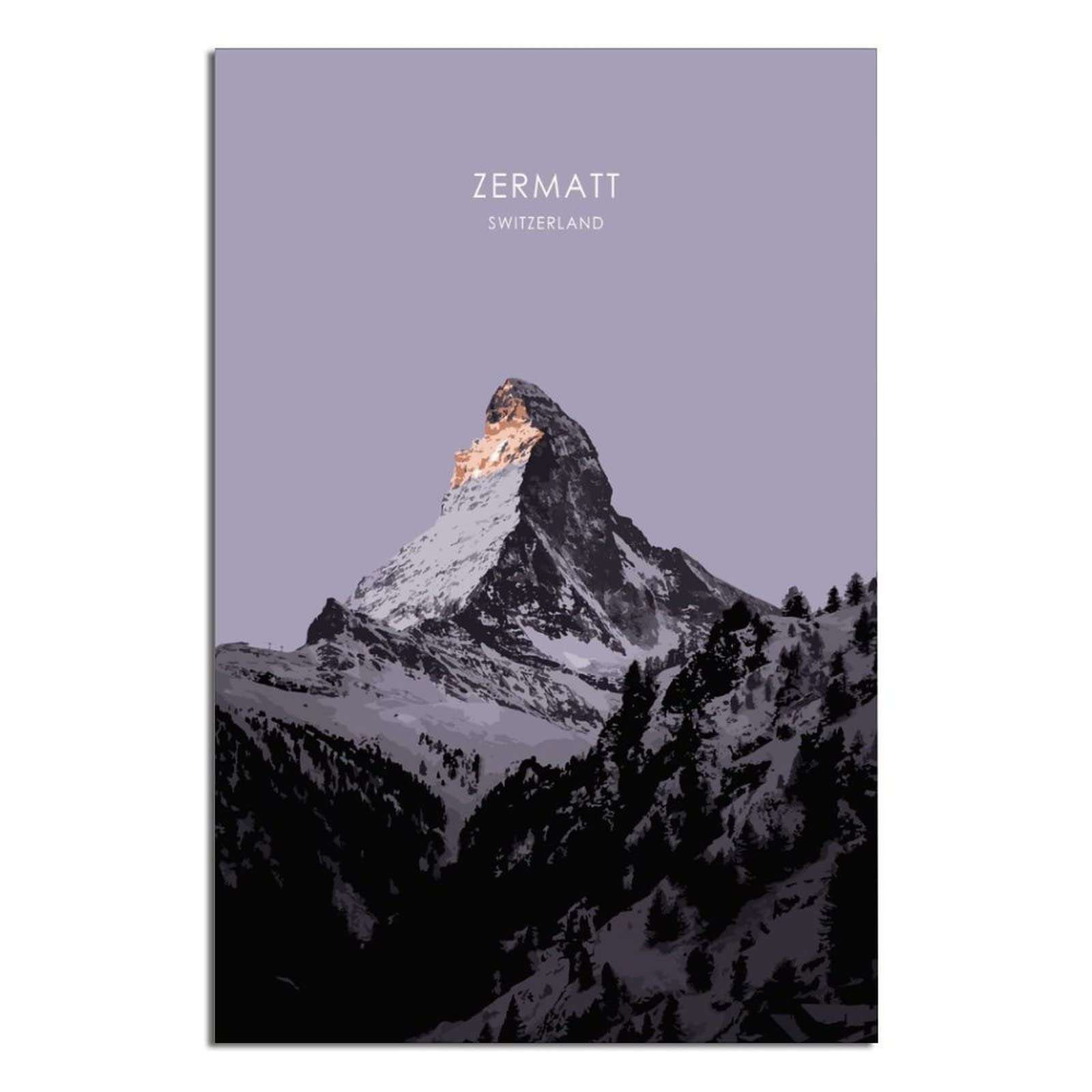 Orbana Unframe-Style Zermatt Switzerland Vintage Travel Posters 08X12inch(20X30cm) Canvas Print For Living Room, Bedroom, Dorm, Home, Office Wall Decoration