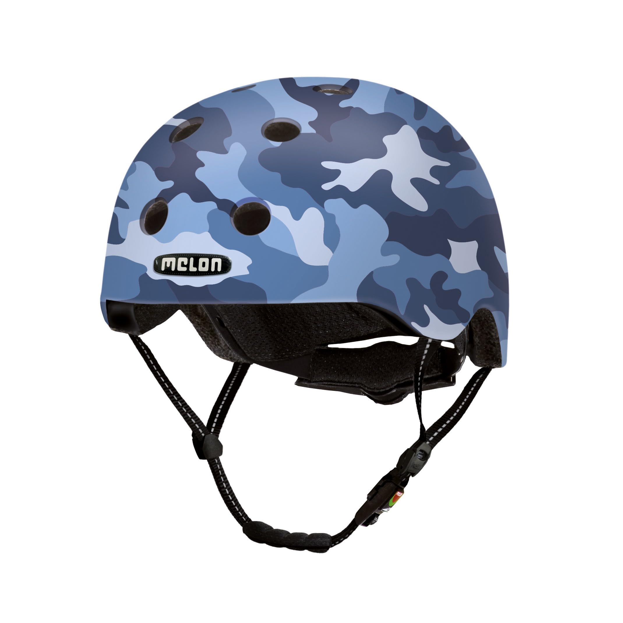 Melon Casque de Vélo »Camouflage Blue« pour Homme, Femme Adultes et Enfants | Casque Urbain léger et sûr pour Velo, VTT, Cyclisme, Skate et Trotinette | Taille M-​L (52-​58 cm) Bleu