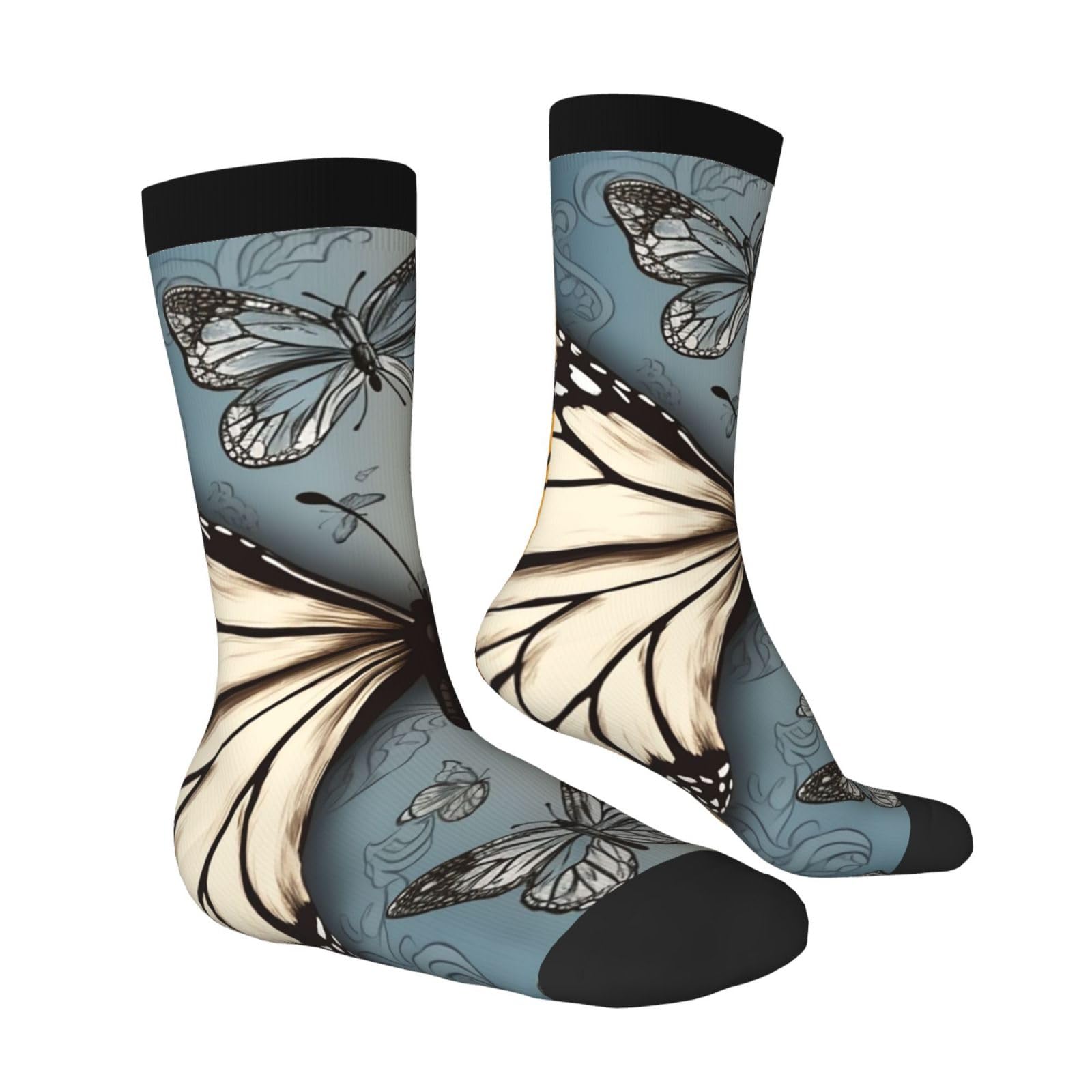 LZQPOEAS Beautiful Butterfly Athletic Socks Unisex Cushioned Crew Socks Hiking Running Calf Sock Soft Above Ankle Sock