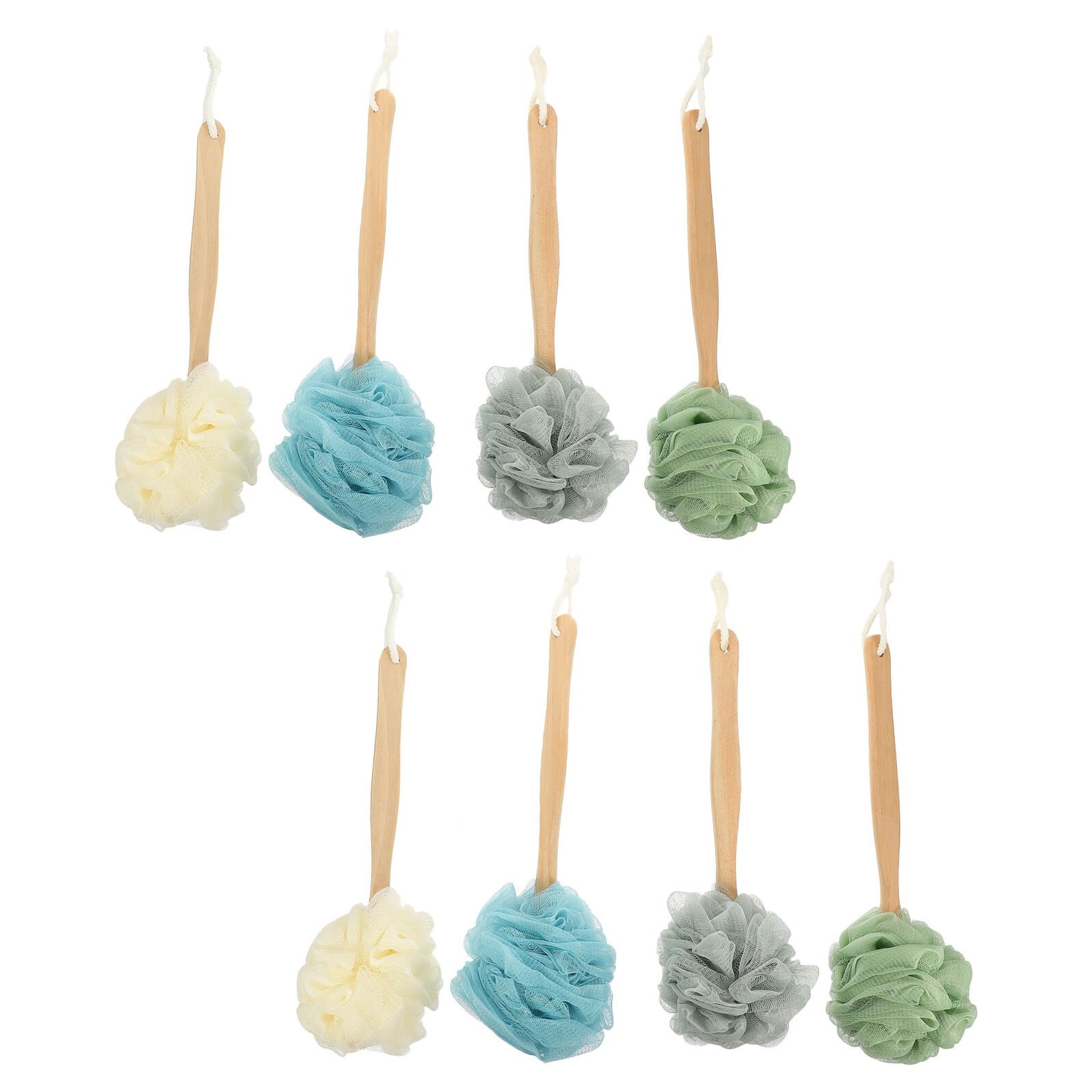 Homoyoyo 8 Pièces Brosse de Douche Longue pour Dos Brosse Nylon pour Corps Exfoliant Corporel avec Manche Antidérapant pour Dos Corporel
