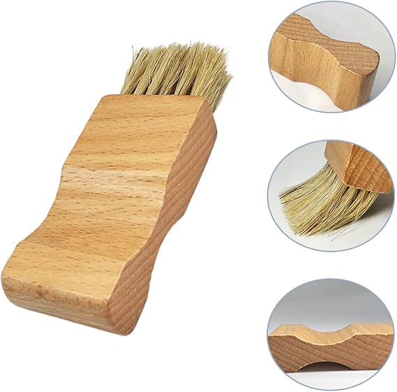 2 Pcs Shoe Polish Applicator Brushes Small Shoe Cleaning Brushes Wooden Handle Shine Shoes Brushes for Leather Boots Shoes Bags