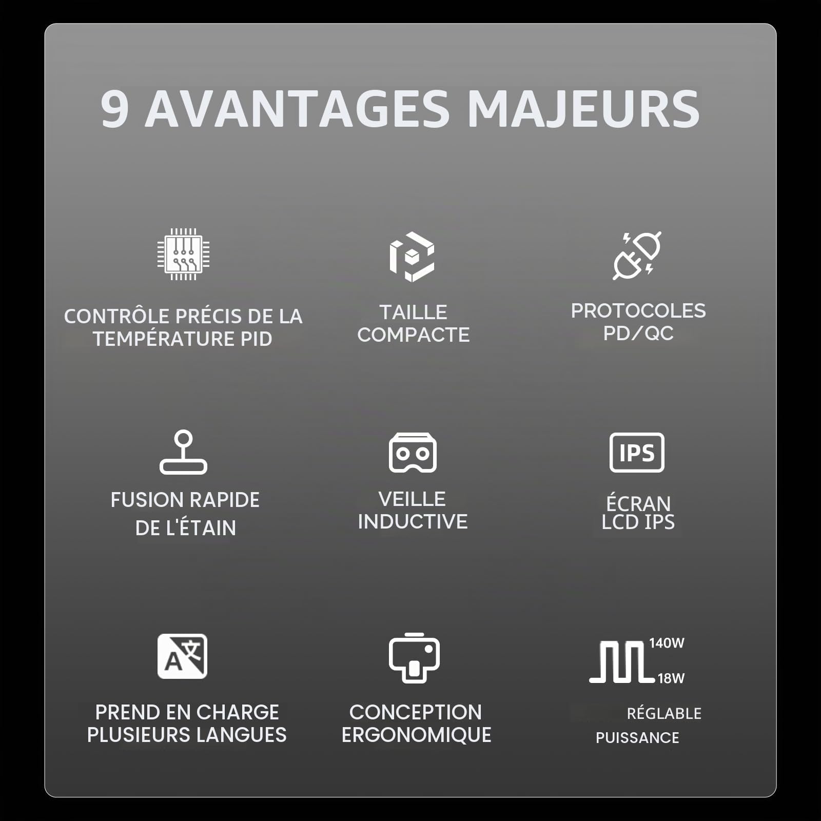 Kit de fer à souder 140 W, fer à souder numérique à chauffage rapide T90 Température réglable PD3.1/QC,Type-C Portable Écran OLED Affichage USB Stylo à souder C245 (T90B)