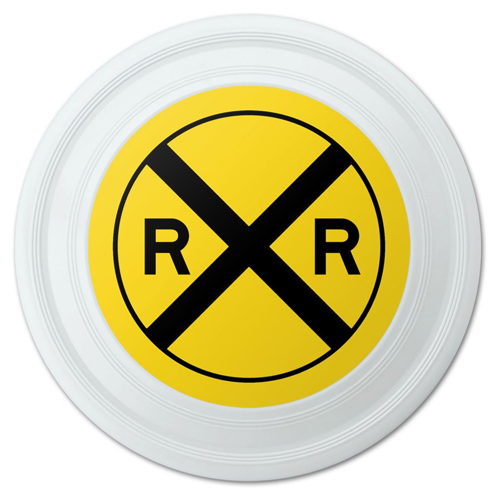 Railroad Crossing Traffic Sign Train Novelty 9" Flying Disc