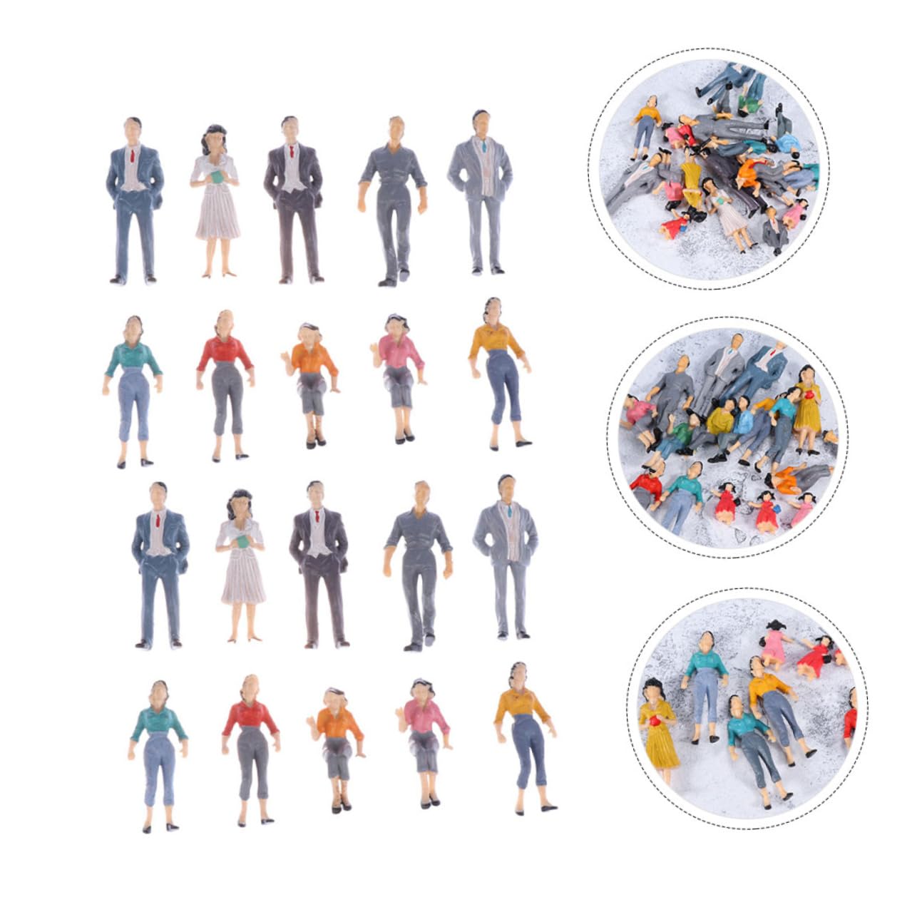 STOBOK 30pcs Model Man Plastic Figures 1:20 Scale Figures Architecture People Scale Model 1:75 People Children Painted s Puppet Miniature Plastic - Image 4