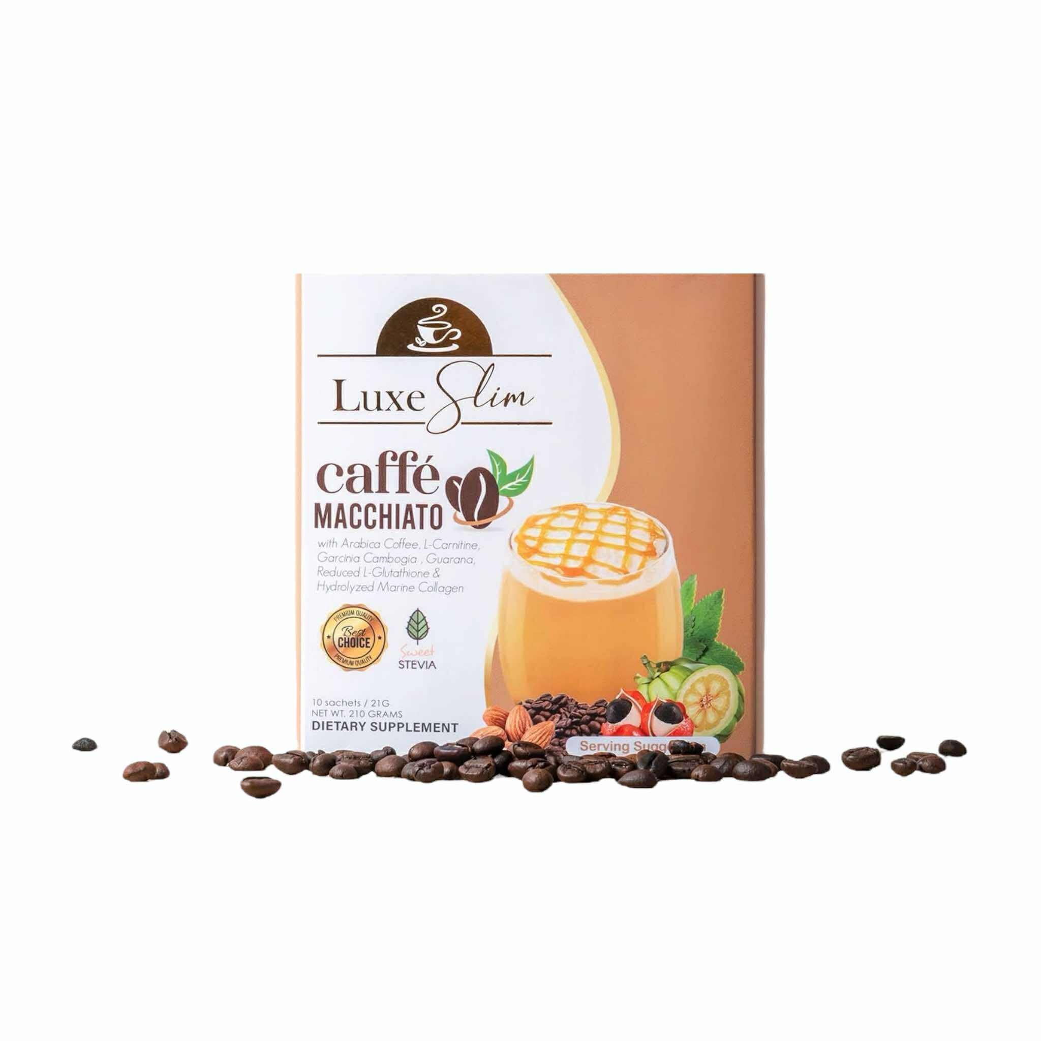 Luxebeauty Caffe Macchiato Arabica Coffee with L-Glutatthione & Marine Collagen - 10 Sachets