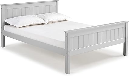 Harmony Full Wood Platform Bed, Dove Gray - Sturdy Pine with Wide Plank Headboard and Footboard, Side Rails Included, Mattress Compatible with Slats or Bunkie Board - Ideal for Kids Bedroom