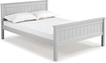 Harmony Full Wood Platform Bed, Dove Gray - Sturdy Pine with Wide Plank Headboard and Footboard, Side Rails Included, Mattress Compatible with Slats or Bunkie Board - Ideal for Kids Bedroom