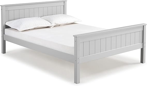 Harmony Full Wood Platform Bed, Dove Gray - Sturdy Pine with Wide Plank Headboard and Footboard, Side Rails Included, Mattress Compatible with Slats or Bunkie Board - Ideal for Kids Bedroom