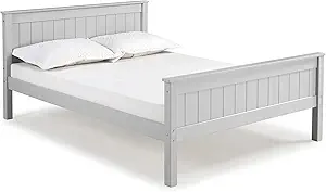 Harmony Full Wood Platform Bed, Dove Gray - Sturdy Pine with Wide Plank Headboard and Footboard, Side Rails Included, Mattress Compatible with Slats or Bunkie Board - Ideal for Kids Bedroom