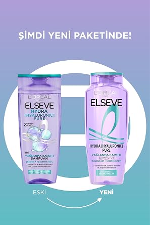 Elseve Hydra Pure Salisilik Asit İçeren Yağlanma Karşıtı Nemlendirici Şampuan 3 Adet Ürün