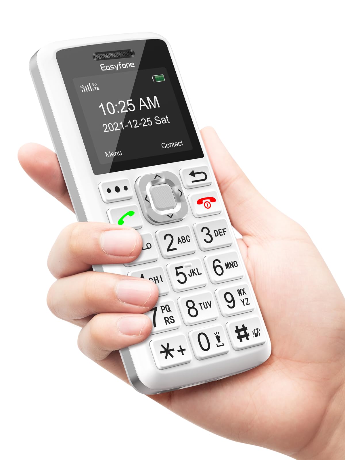 Easyfone T200 4G Mobiltelefon Tastenhandy ohne Vertrag für Senioren und Kinder mit Taschenlampe - FM-Radio - Bluetooth - SOS - Telefon mit großen Tasten (Weiß) | Einfache Bedienung