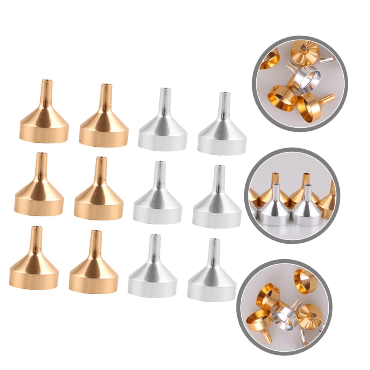 Anneome 48piezas Embudo De Metal Reutilizable Para Recarga De Perfumes y Aceites De Plateados Mini Para y Cosméticos Para Transferir Sin Derrames