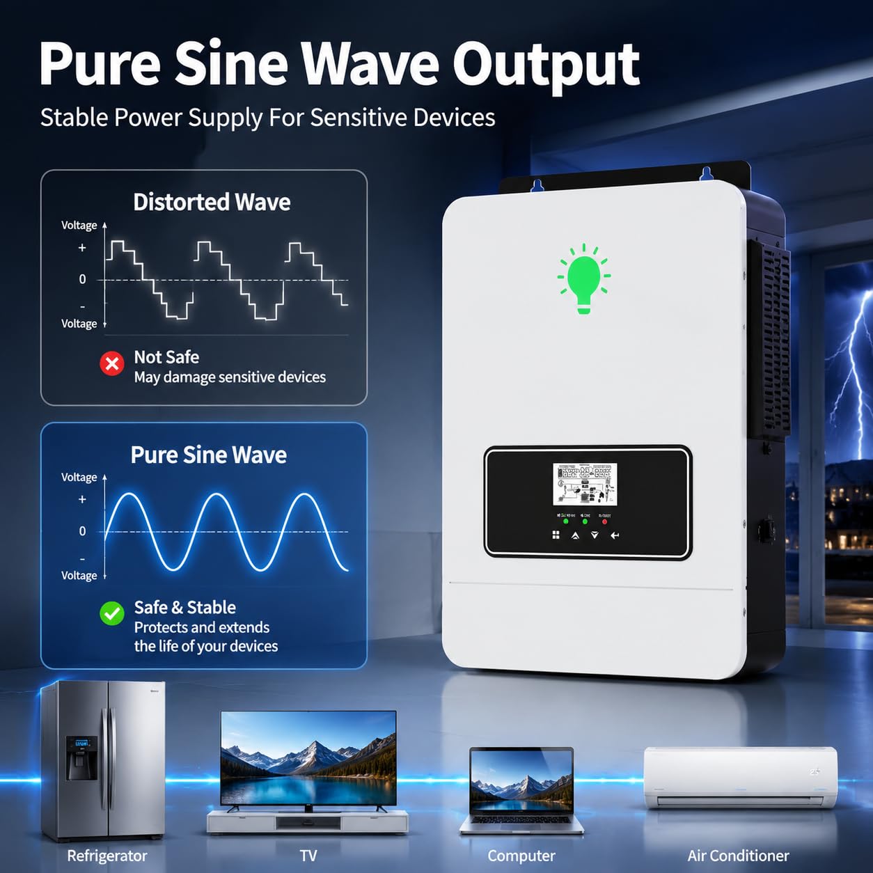 SP-II 2,5 kW Inversor Solar Fuera de la Red 24 V de onda sinusoidal pura con cargador MPPT incorporado de entrada PV 500 V para sistema solar doméstico