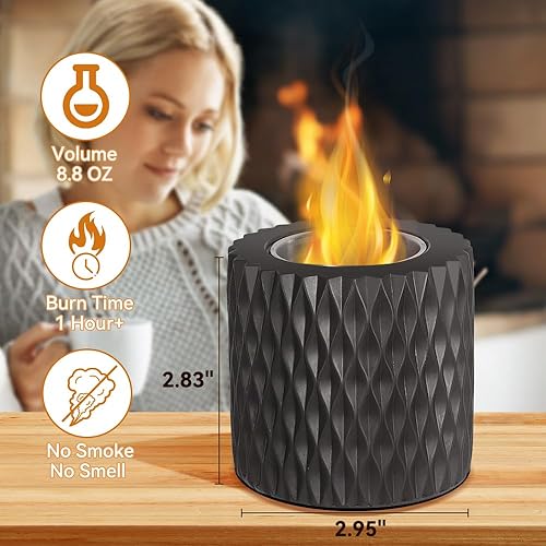 Miniatura 3 de Cuenco para hoguera de mesa, hoguera de larga duración para interiores, chimenea de mesa portátil, mini hoguera con tapa de extinción de incendios,