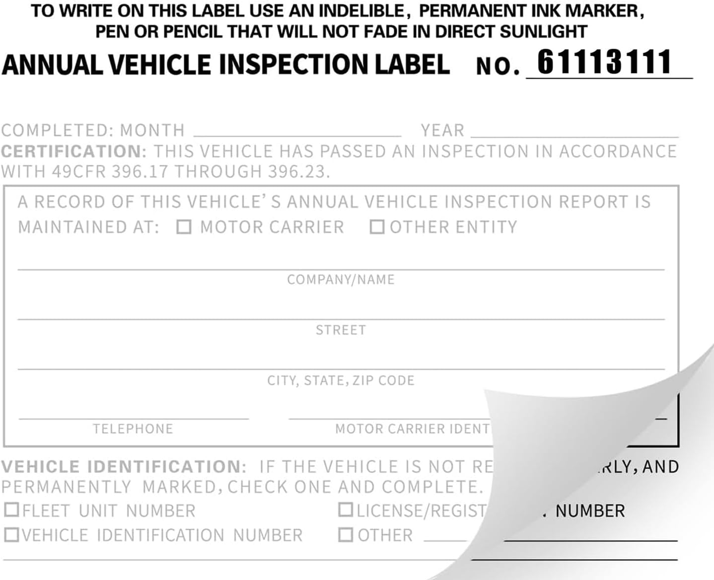 100 Pack Annual Vehicle Inspection Label, Interior Vehicle Inspection Sticker Adhesive Vinyl with Mylar Laminate-2-Ply, DOT Compliant