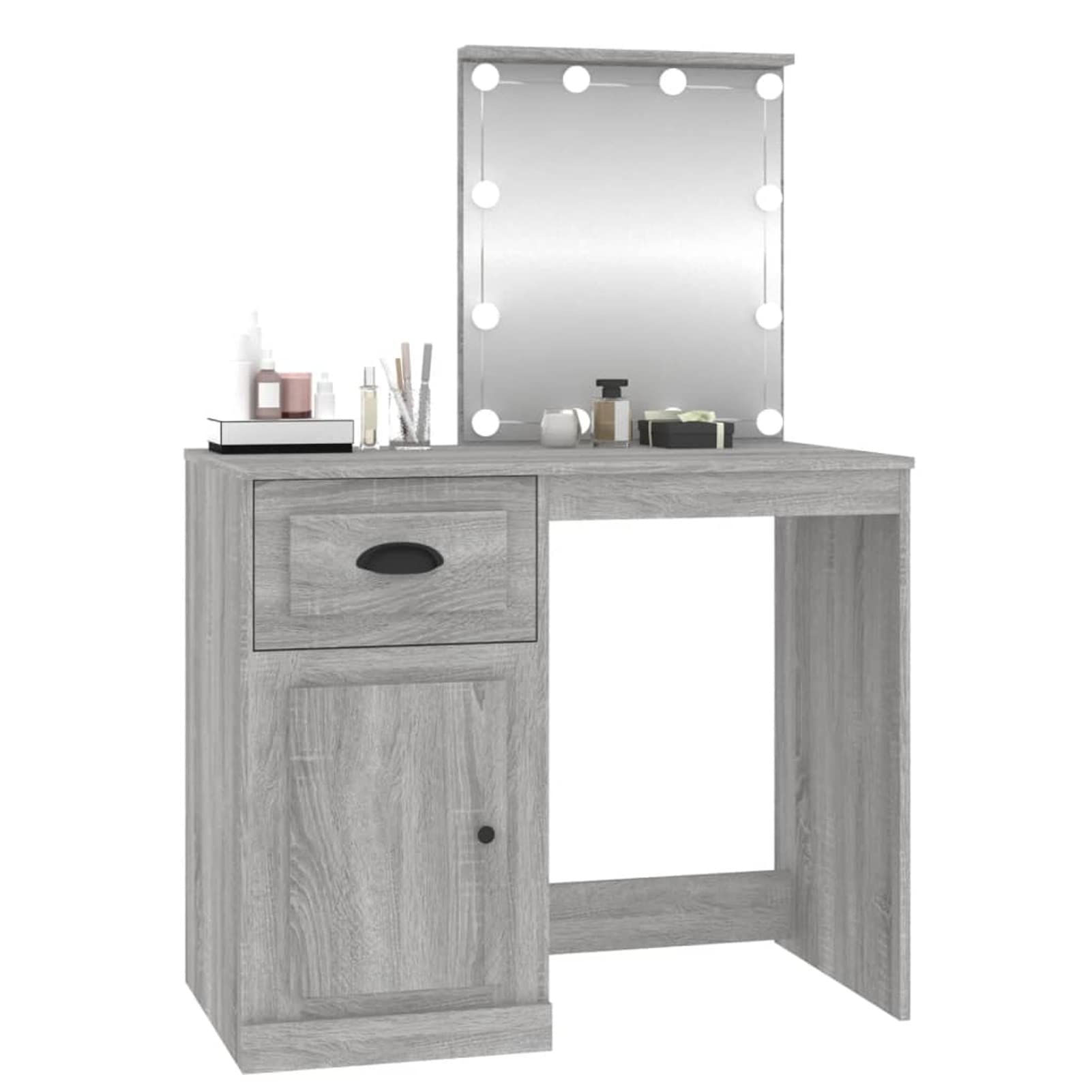 LAPOOH Schminktisch mit Grau Sonoma 90x50x132,5 cm Holzwerkstoff, Schminken Tisch, Vanity Table, Frisiertisch, Makeup Table, Make Up Table, Kosmetiktisch, Dressing Table