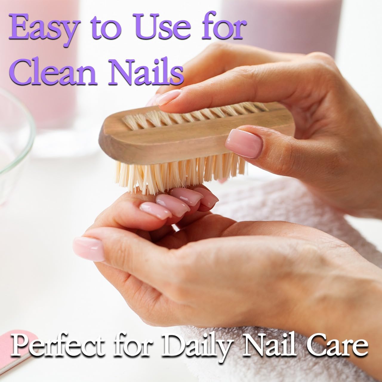Nail Brush Set, 6Pcs Wooden Double-Sided Nail Cleaning Brushes with Nail Tools, Natural Hand & Foot Care for Men & Women - Image 3