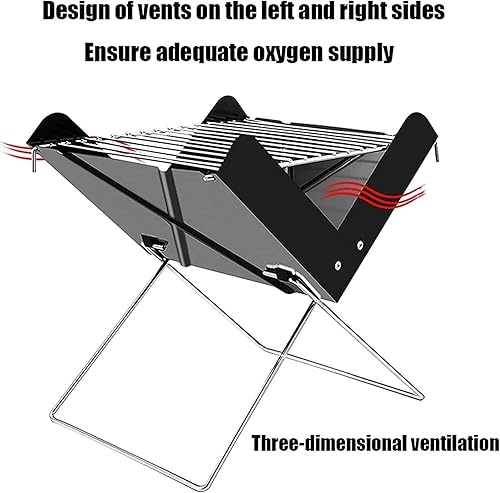 Miniatura 7 de Barbacoa Parrilla de carbón al aire libre Parrilla de carbón portátil Barbacoa Parrilla de barbacoa de acero inoxidable plegable para acampar Parr