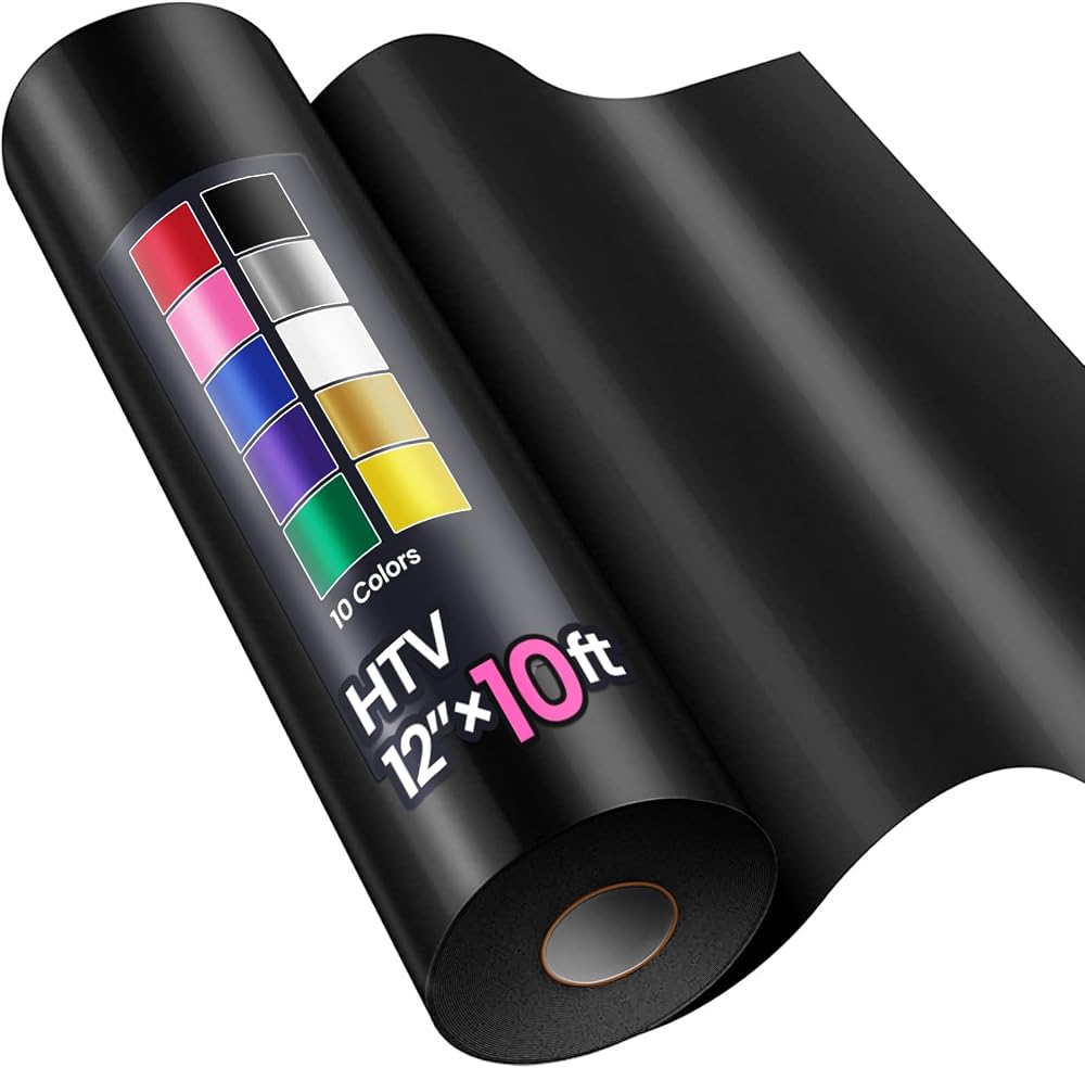 Sooez 12" x 10ft Heat Transfer Vinyl HTV Rolls, Iron on Vinyl for T-Shirt