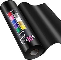 Vista 1 de Rollos de vinilo de transferencia de calor HTV de 12" x 10 pies, negro, Sooez HTV vinilo para camiseta, vinilo para planchar, fácil de cortar