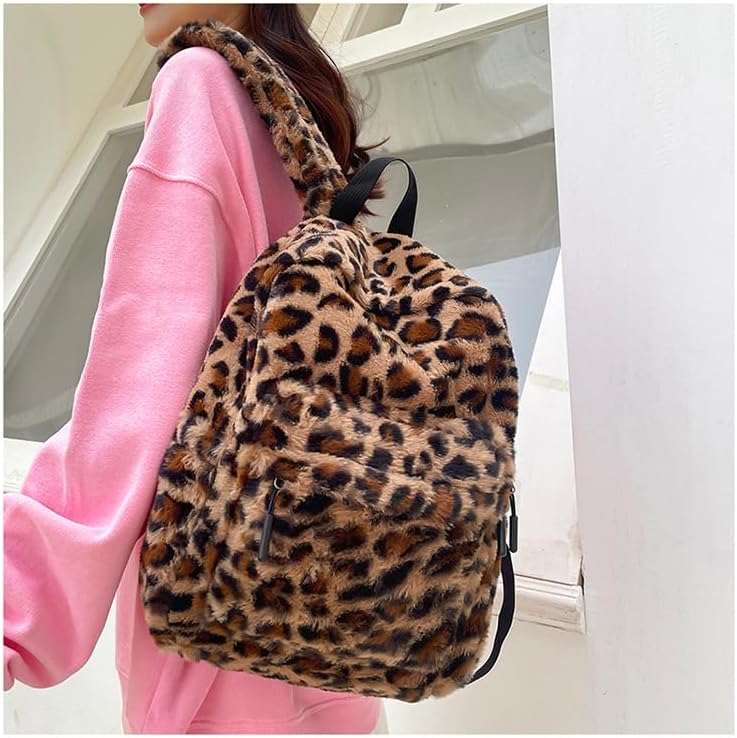 Fashion Backpack y2k Purse Backpack, Cute Fuzzy Daypack Grunge Alt Emo Shoulder Bag Cheetah Chic Coquette Harajuku Bag (Coffee) - Image 7