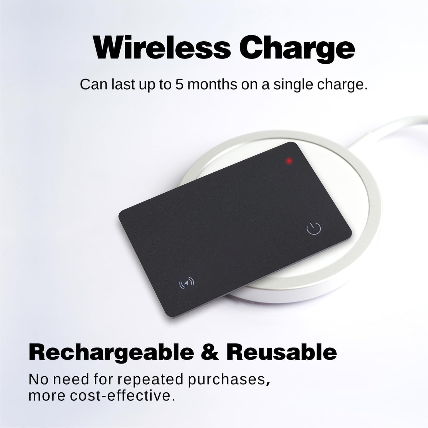 Reyke Lot de 2 cartes de suivi de portefeuille rechargeables compatibles avec Apple Find My (iOS uniquement) pour étiquettes de bagages, téléphones portables, passeports, étanchéité IP68