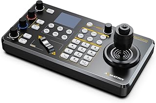 AVMATRIX PKC3000 PTZ Camera Controller IP Serial PTZ Keyboard with 4D Joystick IP, RS422 RS485 RS232 Interface LCD Screen PoE Supported for Church Conference Live Streaming