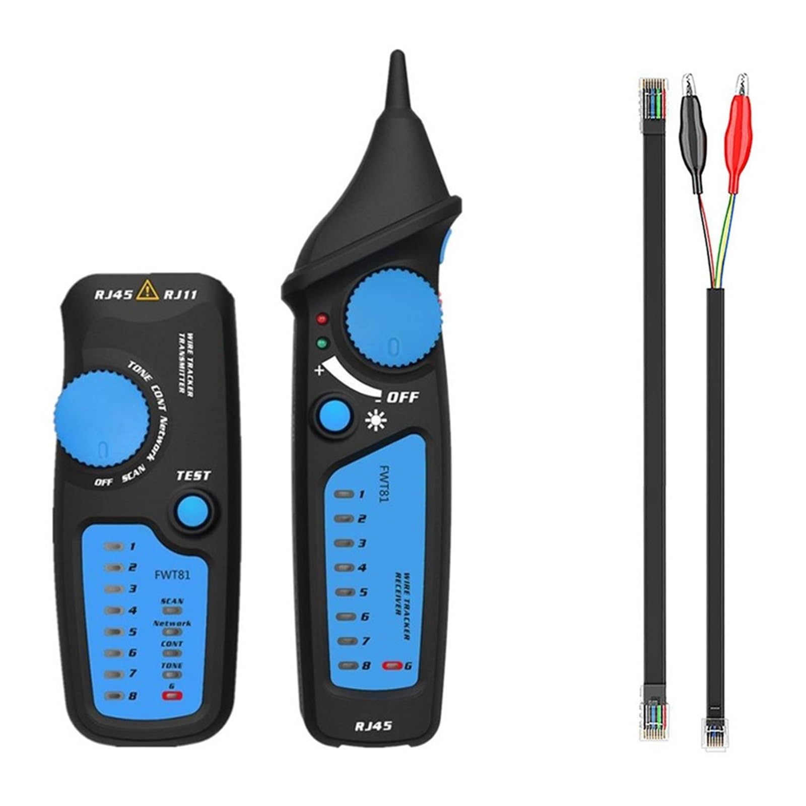 FWT81 FWT82 Cable De Red Rastreador Probador De Cables RJ45 RJ11 Teléfono Tóner Ethernet LAN Probador Analizador Detector Buscador De Línea Ligero Y PortáTil(FWT81 Analog)