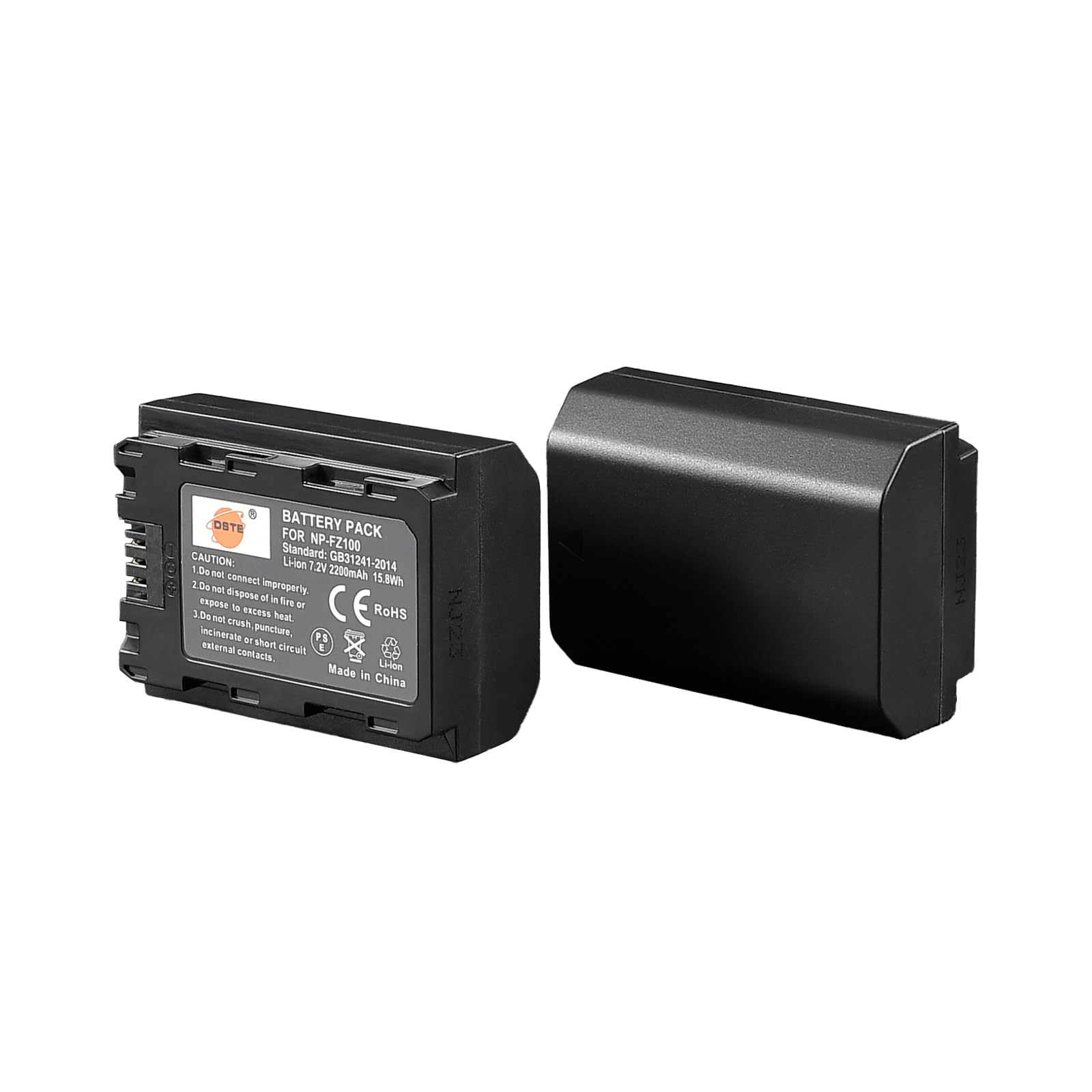 DSTE NP-FZ100 FZ100 Lot de 2 batteries numériques rechargeables compatibles avec appareils photo Sony FX30 α1 A6700 A7R3 A7R III α7R III α7R3 a7 IV Alpha 9 comme A7RM3 7,2 V 2200 mAh