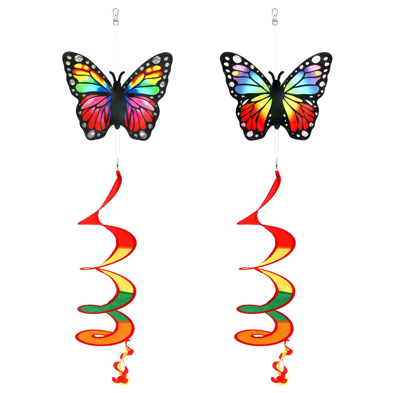 NOVWANG 2 Pack Pride Month Rainbow Wind Spinners, Butterfly Garden Decor