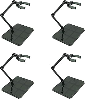 Larcele 4Pcs Action Figure Stand, Assembly Action Figure Display Holder Base Adjustable Clear Model Support Stand for 6-7 inch Action Figures SBZJ-01 (Transparent Black)