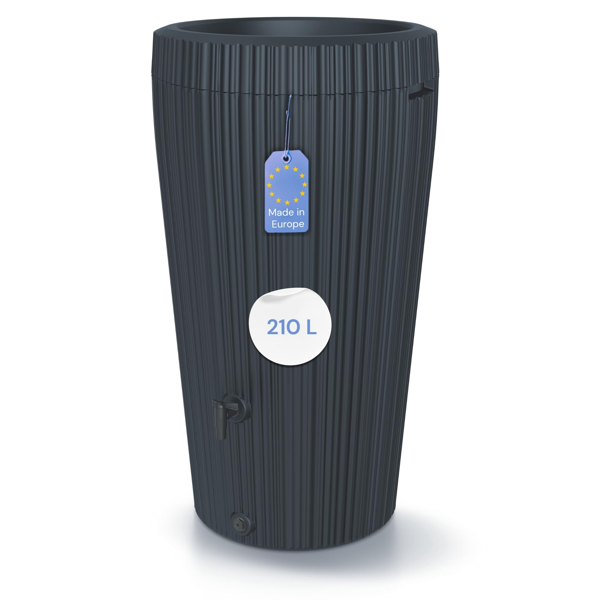 YourCasa Regentonne 210 Liter [EcoVase] mit Wasserhahn - Bepflanzbar - Regenfass Frostsicher Kunststoff - Regenwassertonne - Regenwassertank Garten Wassertank Regensammler (Anthrazit)