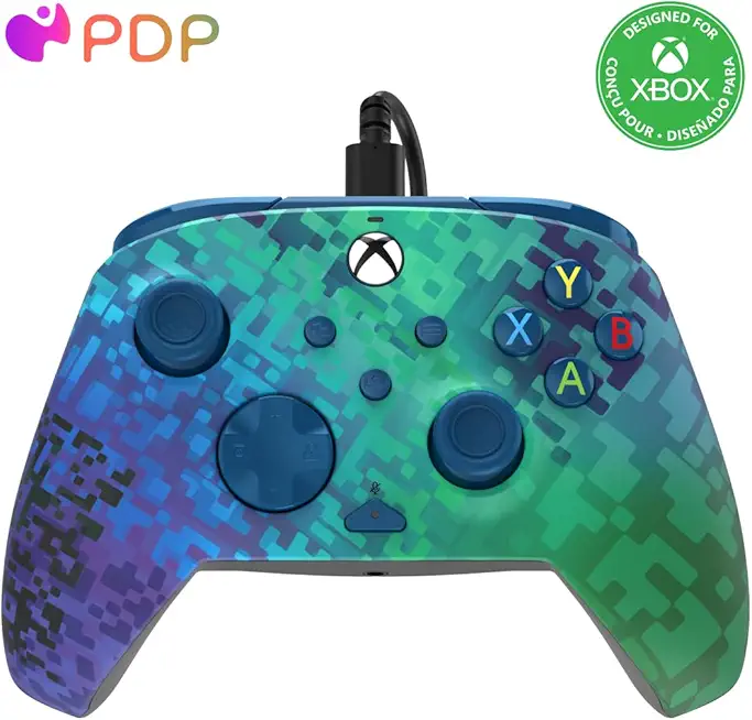 PDP REMATCH XBOX verkabelt Controller GLITCH Grün für Xbox Series X|S, Xbox One, Offiziell Lizenziert
