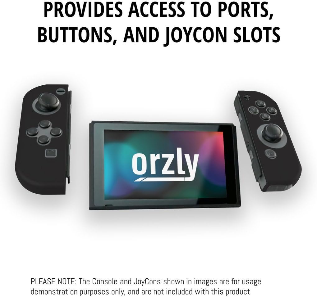 Orzly FlexiCase Duo-Pack for Switch Joy-Cons - Pair of Black Protective Case Covers [Lightweight, Durable Flexible Rubberised Skins] for Left & Right Nintendo Switch Joy-Con Controllers
