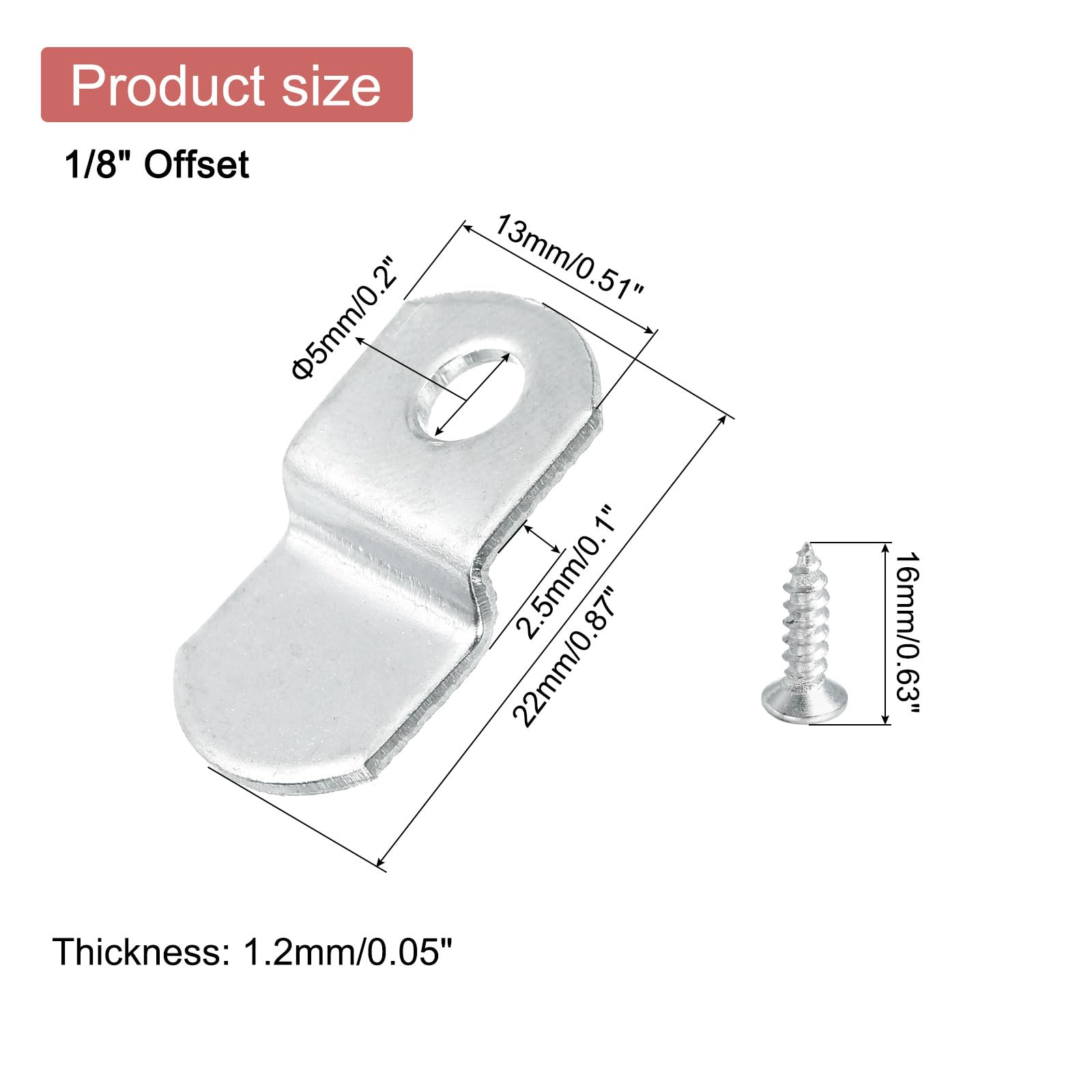 50 Attaches Offset 1/8 Pour Toile - Fixation En Z Pour Cadre Photo, Miroir, étagère, Argenté - 7