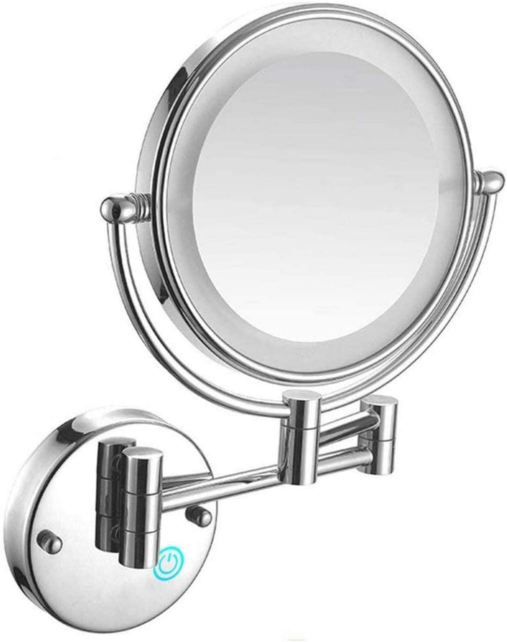 Makeup Mirror 8" Wall Mounted Makeup Mirror with Lights LED 5X Wall Makeup Vanity Mirror Double Sided, Touch Button and Adjustable Light, Shaving Makeup in Bedroom or Bathroom USB RechargeBlack(Black)