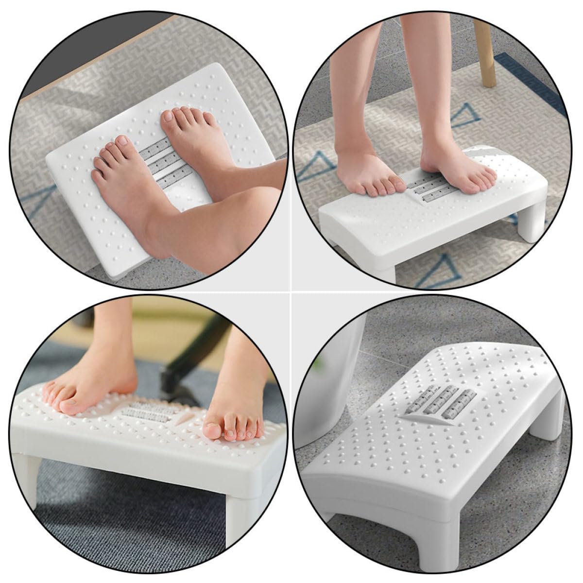 Sgabello Poggiapiedi in Plastica Bianco Supporto Ergonomico, Poggiapiedi per Scrivania da Ufficio e Pedale per Esercizi al Pianoforte, Adatto e Adulti per Alleviare Stress