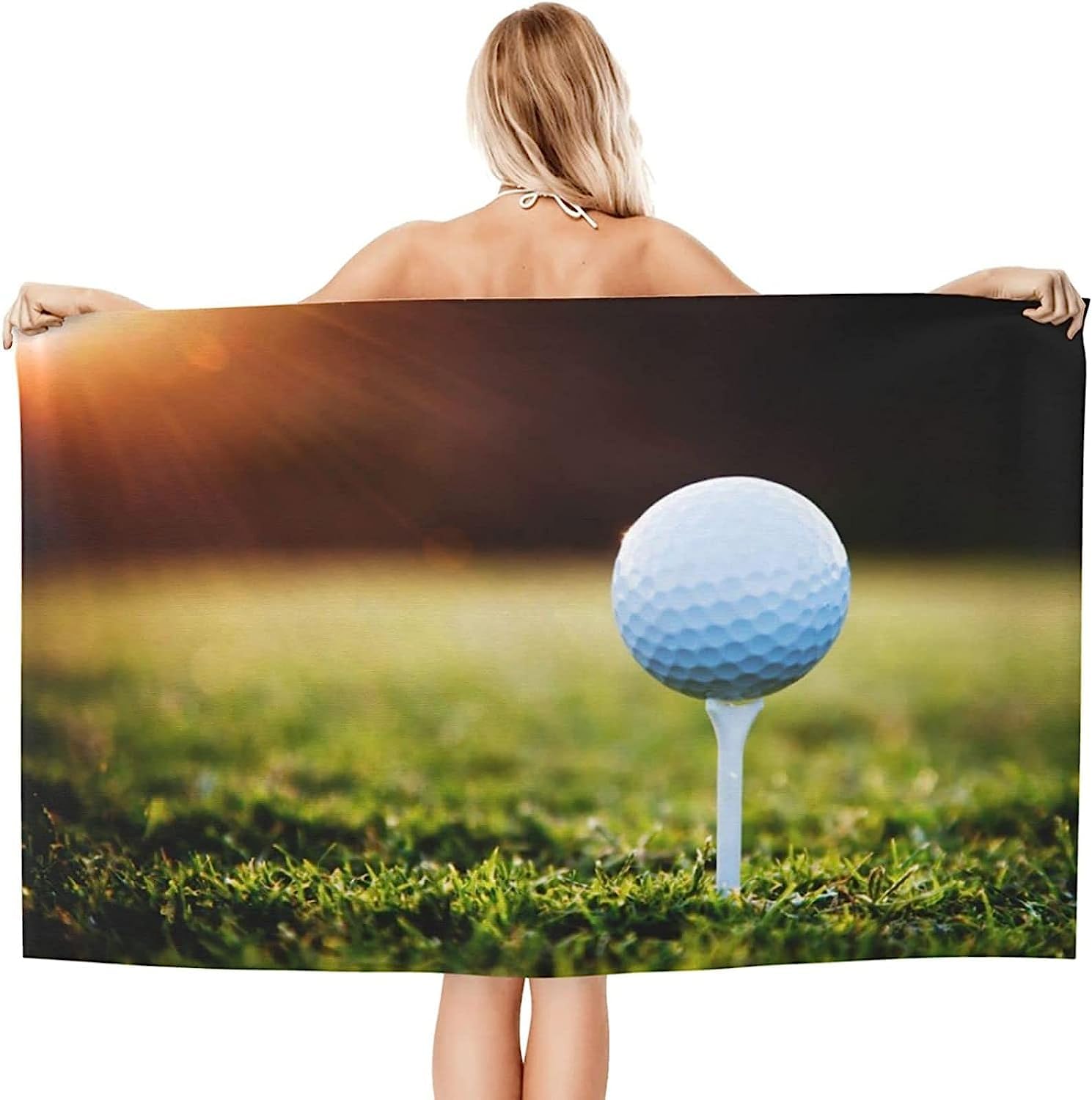 Badetuch 150 X 200 cm, Mikrofaser Schnelltrocknend Strandtuch 3D Weißer Golf Strandhandtuch Sauna Badehandtuch Yoga Handtuch Strandtücher Strandlaken Duschtuch Duschhandtuch -0N3J+W3B
