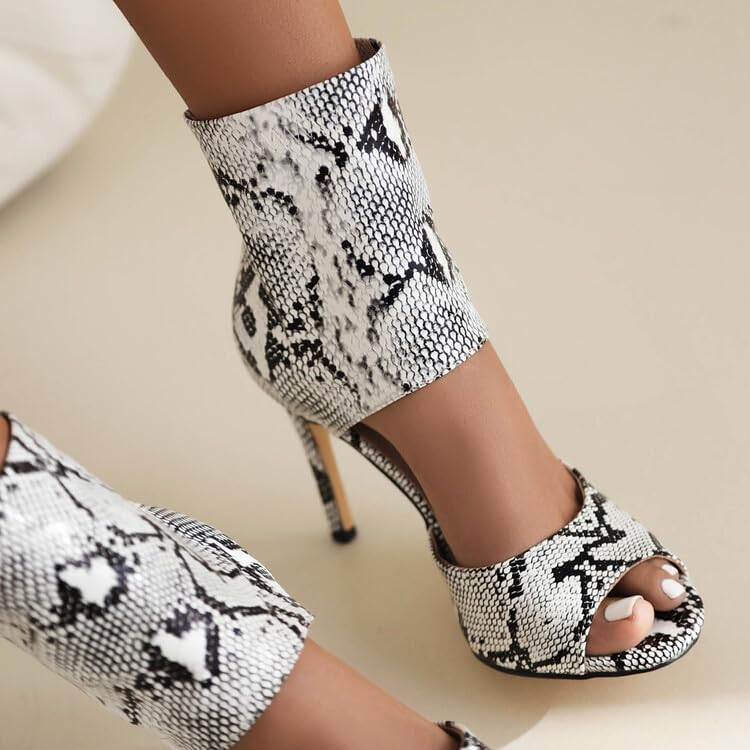 SACFOF Women's Peep Toe Ankle Boots Cutout Summer Booties Slip On Comfortable Dressy Slingback Party Office Gladiator Sandals