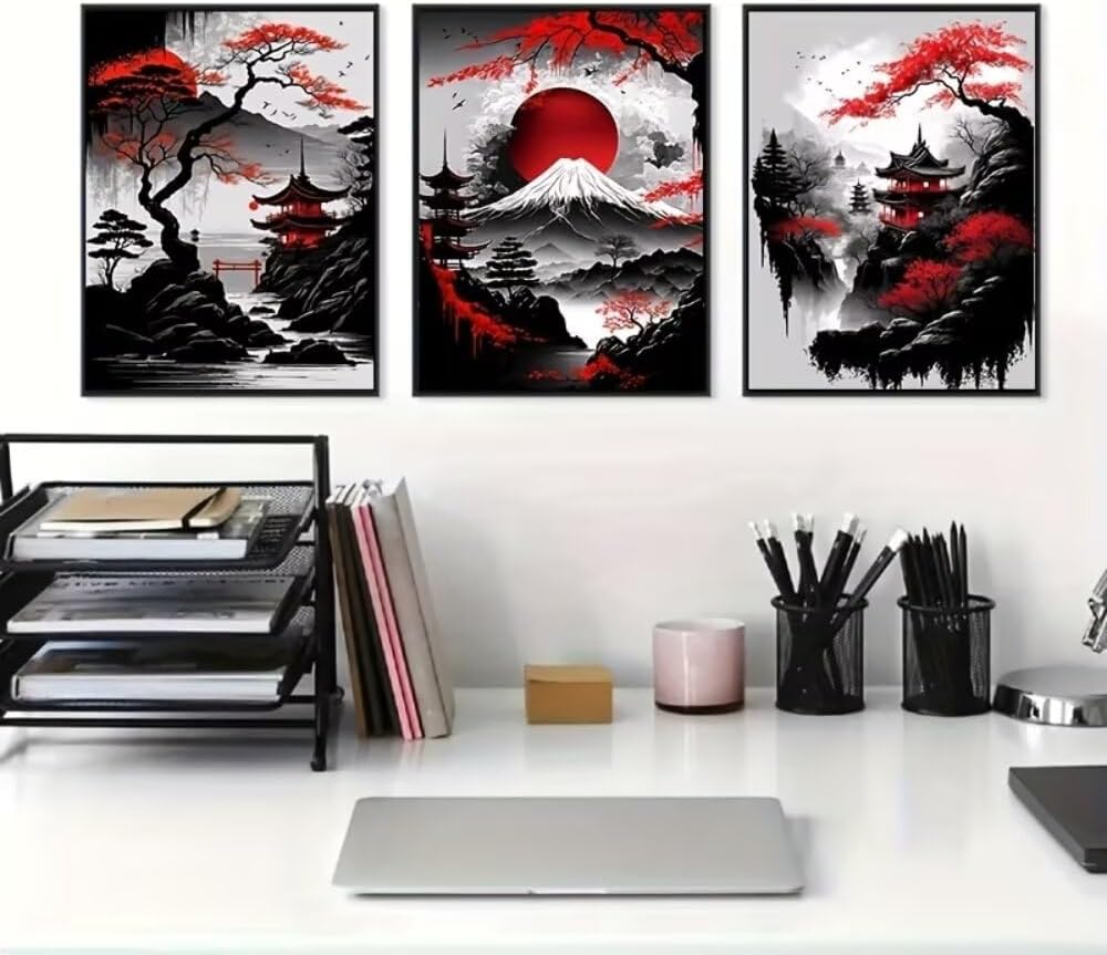 Pôster de 3 peças, paisagem natural, arte de parede de 30 x 40 cm para casa moderna, escritório, sala de estar, decoração de quarto, pôster em tela sem moldura Pôster de 3 peças, paisagem natural, arte de parede de 30 x 40 cm para casa moderna, escritório, sala de estar, decoração de quarto, pôster em tela sem moldura