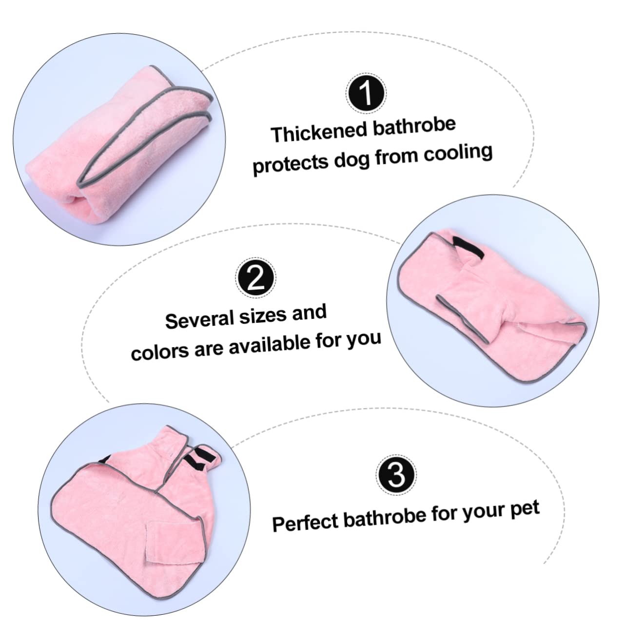 Didiseaon 3pièces Peignoir pour Animaux De Compagnie Super Absorbant Serviette De Bain pour Séchage Rapide Après Le Bain Plusieurs Couleurs Disponibles