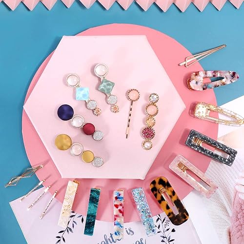 Miniatura 5 de 28 piezas de perlas Hingwah y pinzas para el cabello de resina acrílica, pasadores de pelo hechos a mano, horquillas de cocodrilo de mármol,