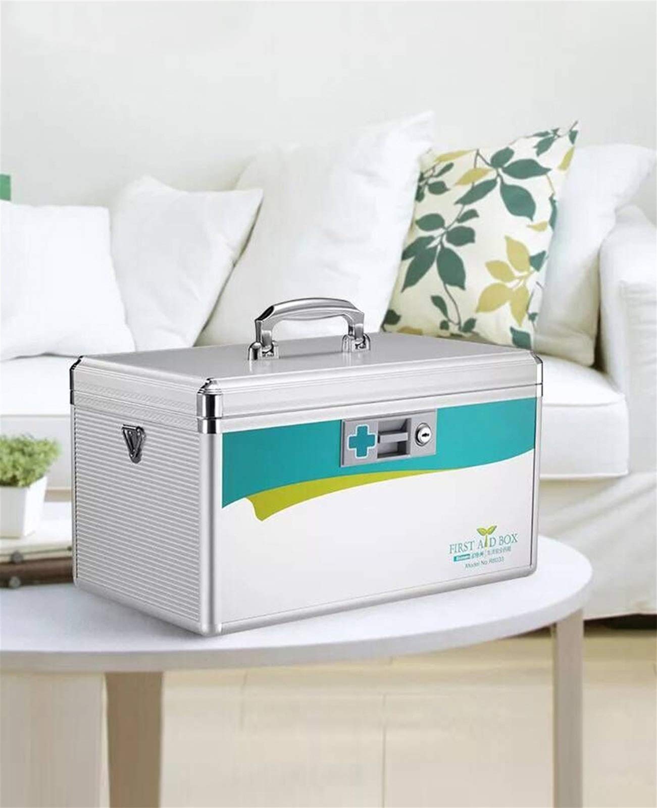 ApuaVireo&Co Cassetta Medica familiare, Contenitori di Sicurezza for medicinali Scatola di stoccaggio con Serratura Multiuso for medicinali Articoli for la casa for Cibo, Medicine(30.6X19.5X20CM)